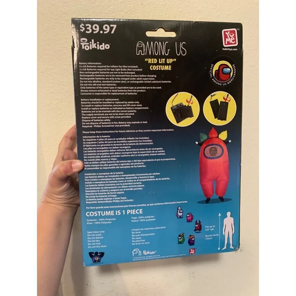 NEW Amung Us Red Inflatable Light Up Costume Youth One Size Unisex YUME Gamer